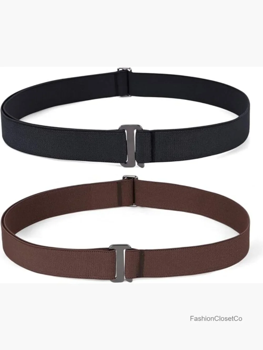 No Show Stretch Belt Elastic Web Strap with Flat Buckle for Jeans Pants Dresses